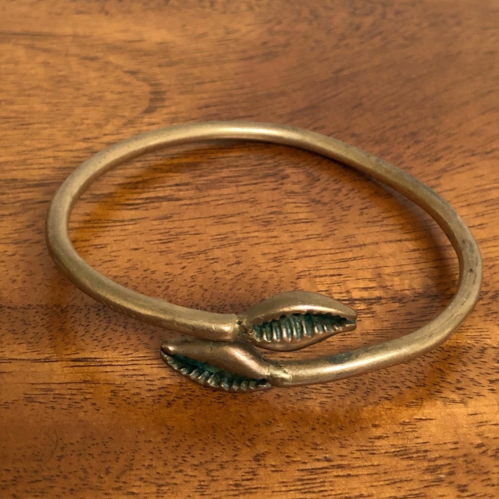 Vintage Brass Seashell Bracelet Festival Cuff